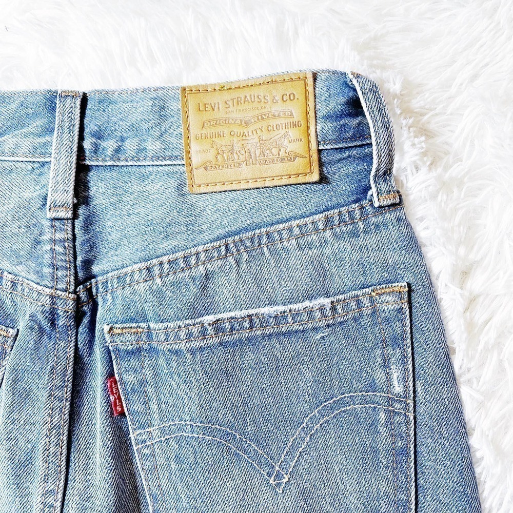 Levi's Blue Denim Button Down Distressed Jean Ski… - image 5